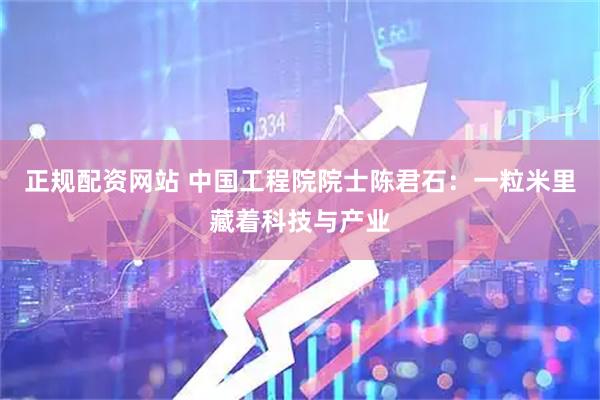 正规配资网站 中国工程院院士陈君石：一粒米里藏着科技与产业